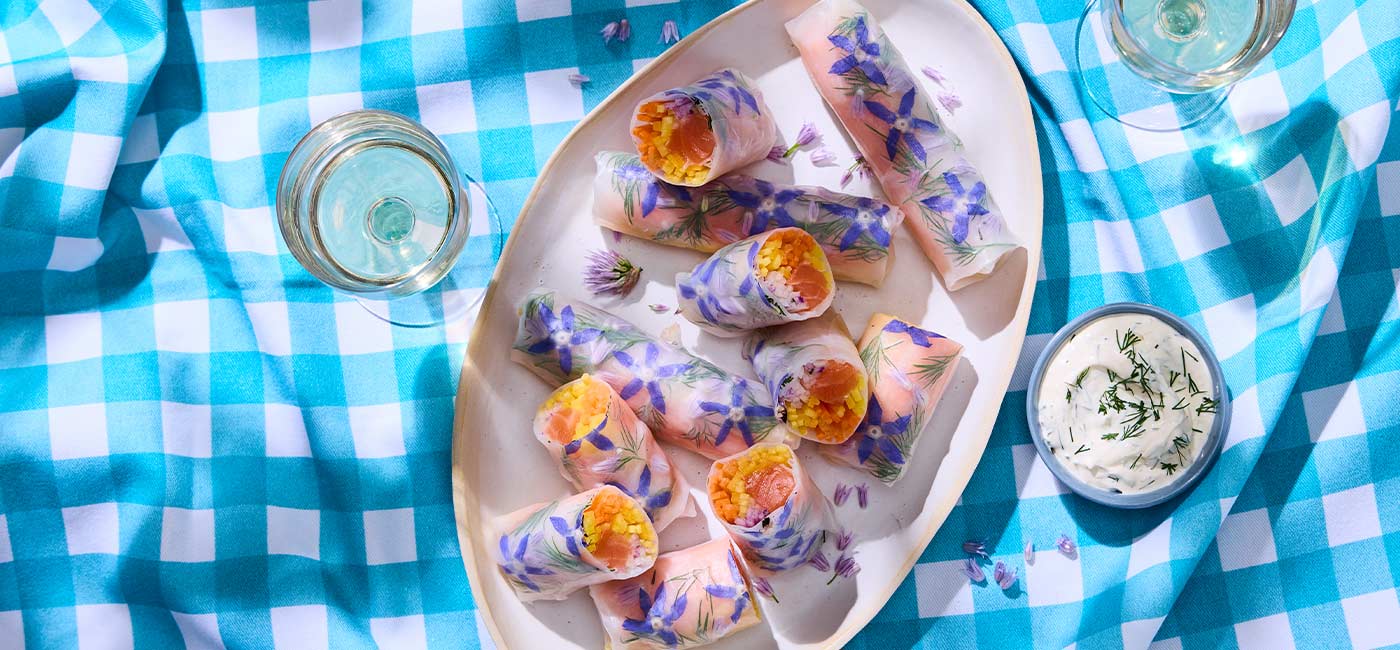 Rouleaux de printemps au saumon fumé