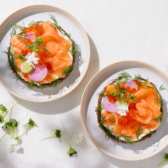 Scottish Smoked Salmon and Dill Cream Cheese Tartines with Soft